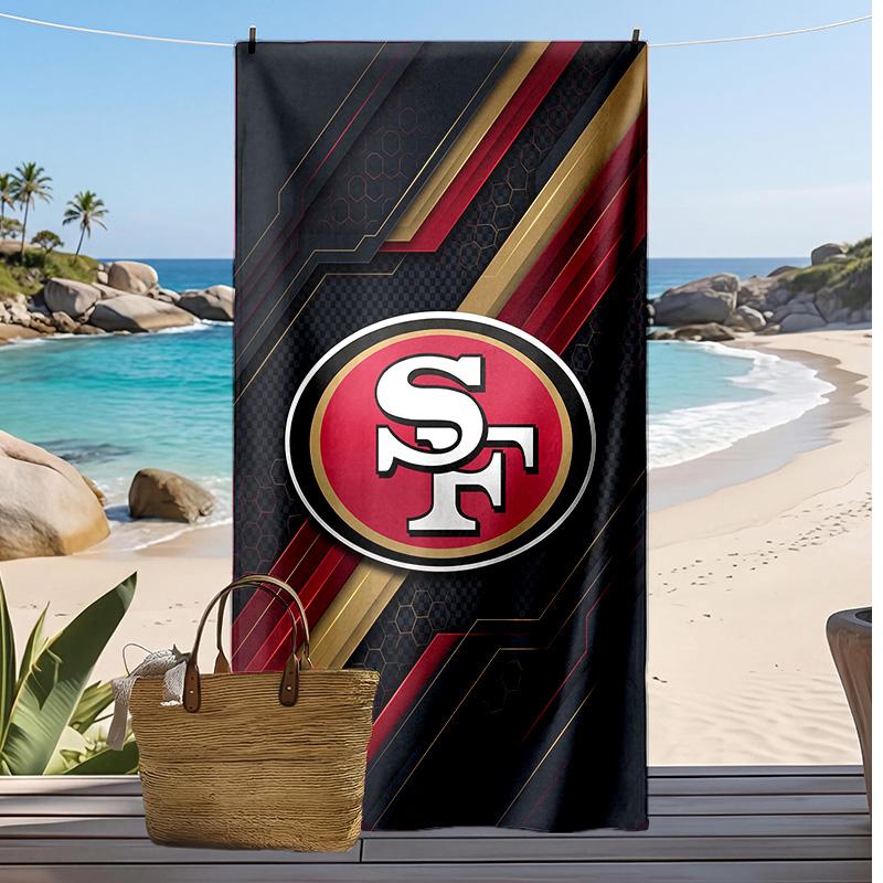 Asciugamano da Spiaggia Stampa San Francisco 49ers Morbido Portatile Asciugatura Rapida?Asciugamano Asciutto Per Piscina Vacanza Estiva Sport all'Aperto