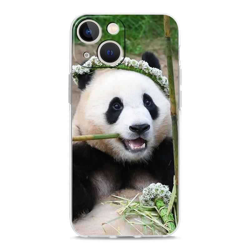 Phone Case For iPhone 15 14 13 12 Mini 11 Pro Max XS X XR 7 8 Plus Clear Shockproof Silicone TPU Cover Fubao panda