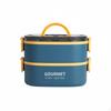Lunch Box Isotermica, Bento in Acciaio Inossidabile 304, Adatto al Microonde, Doppio Scomparto, Cucchiaio Blu