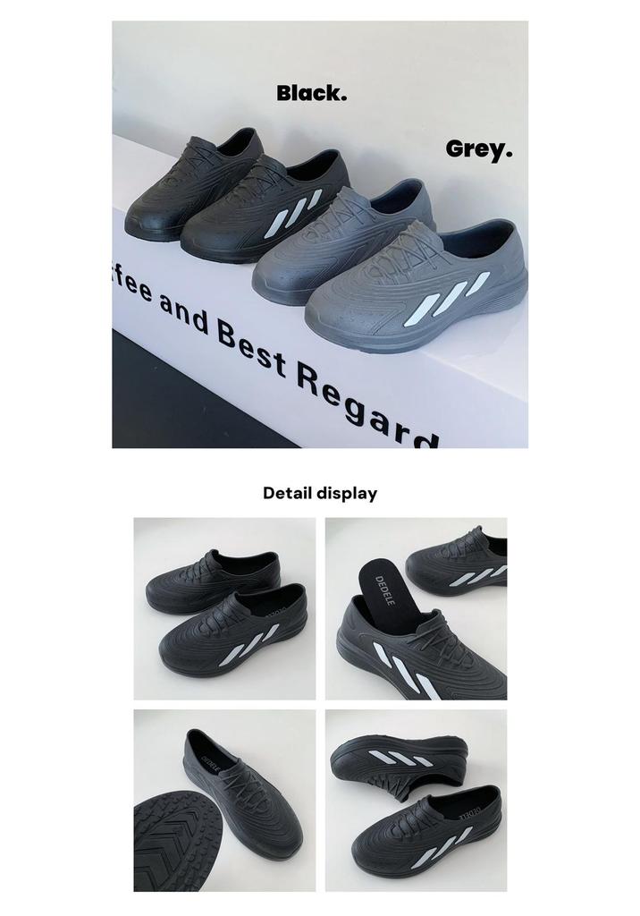 Yuzhihao Men's Color Block Low-Top Rain Shoes for Summer: Flat Bottom, Casual, Ideal for Kitchen, Work, or Outdoor Use.