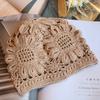 Ethnic Exotic Style Wide Hand Hook Sunflower Retro Baotou Hat Spring and Summer Hollow Cotton Thread Knitted Hat