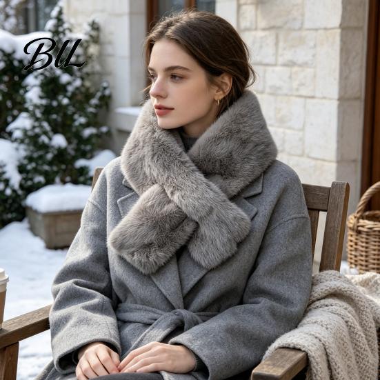 Heat Storage Neck Protection Women Imitation Mink Fur Scarf, Thickened Soft Plush Thermal Winter Wrap Warmer, Cold Weather Elegant Shawl Accessory for