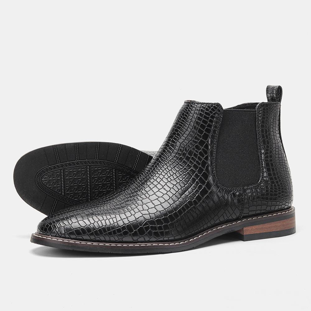 Men Chelsea Boots Handmade Ankle Boots Zipper High Top Casual Shoes Platform Soft Leather Men Shoes Retro Business Men Boot