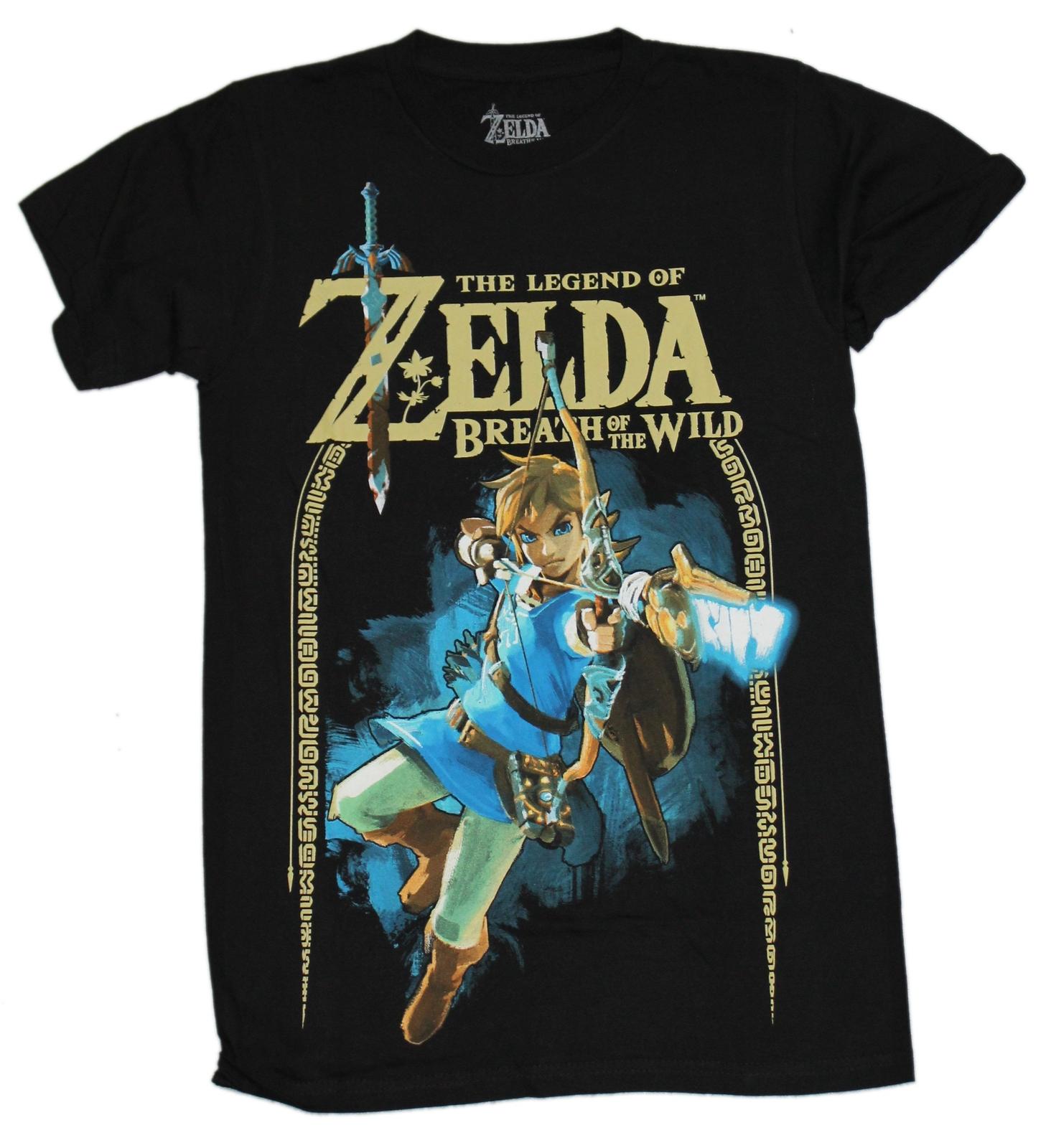 Legend of Zelda New Adult T-Shirt - Breath of the Wild Archer Gold Border Link XL