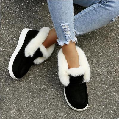 Winter Flat Plus Fleece Warmth Low Cut Suede Snow Casual Women Boots
