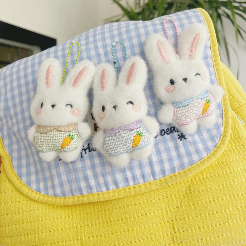 Cartoon Plush Bunny Toys Cute Stuffed Rabbit Doll Keychain Car Key Holder School Bag Pendant For Girl Birthday Gifts