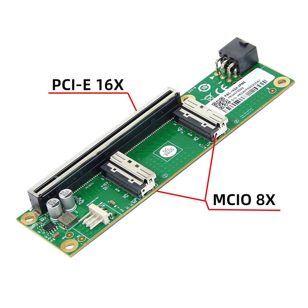 Xiwai Duální MCIO 8i Mini Cool Edge IO na 16x VROC Adaptér pro Základní desku SSD Grafickou kartu SFF-TA-1016 PCI-Express PCIE5.0