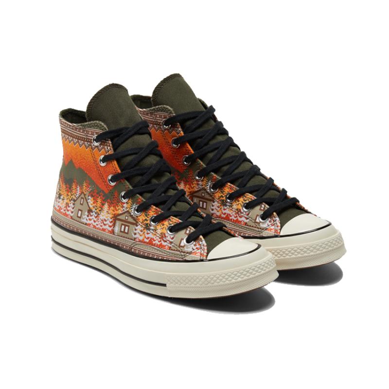 Converse Anni '70 Chuck Taylor All Star Stampa Natalizia Casual High-Top Espadrillas Unisex Arancione Verde
