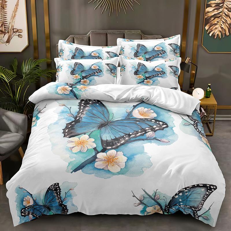 Colorful Butterfly Bedding Set Sparkling 3D Duvet Cover DE/AU/EU Full Size Luxury Women's Quilt Cover