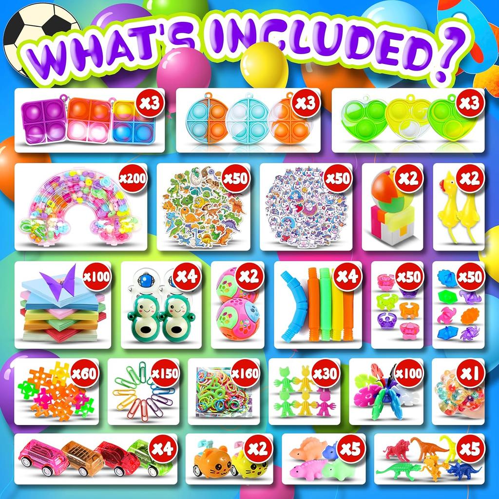 1000pcs Party Favors Goodie Bags for Kids, Fidget Toys Pack, Stocking Pinata Stuffers, Birthday Gifts, Classroom Prize, Treasure Box, Carnival