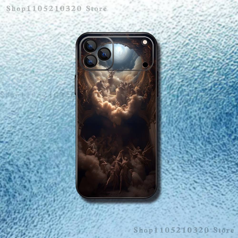 The Fallen Painting Angel Phone Case For iPhone 17,16,15,14,13,12,11,Pro,Max,Plus,E,Air,Mini Protective Black Cover