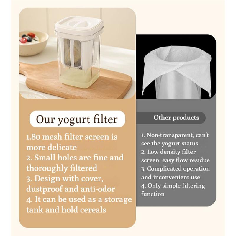 Greek Yogurt Strainer 1300Ml/2000Ml Multi Yogurt Filter With Fine Mesh Bag & Lid For Thick Greek Yogurt Soybean Milk Soup Fruit