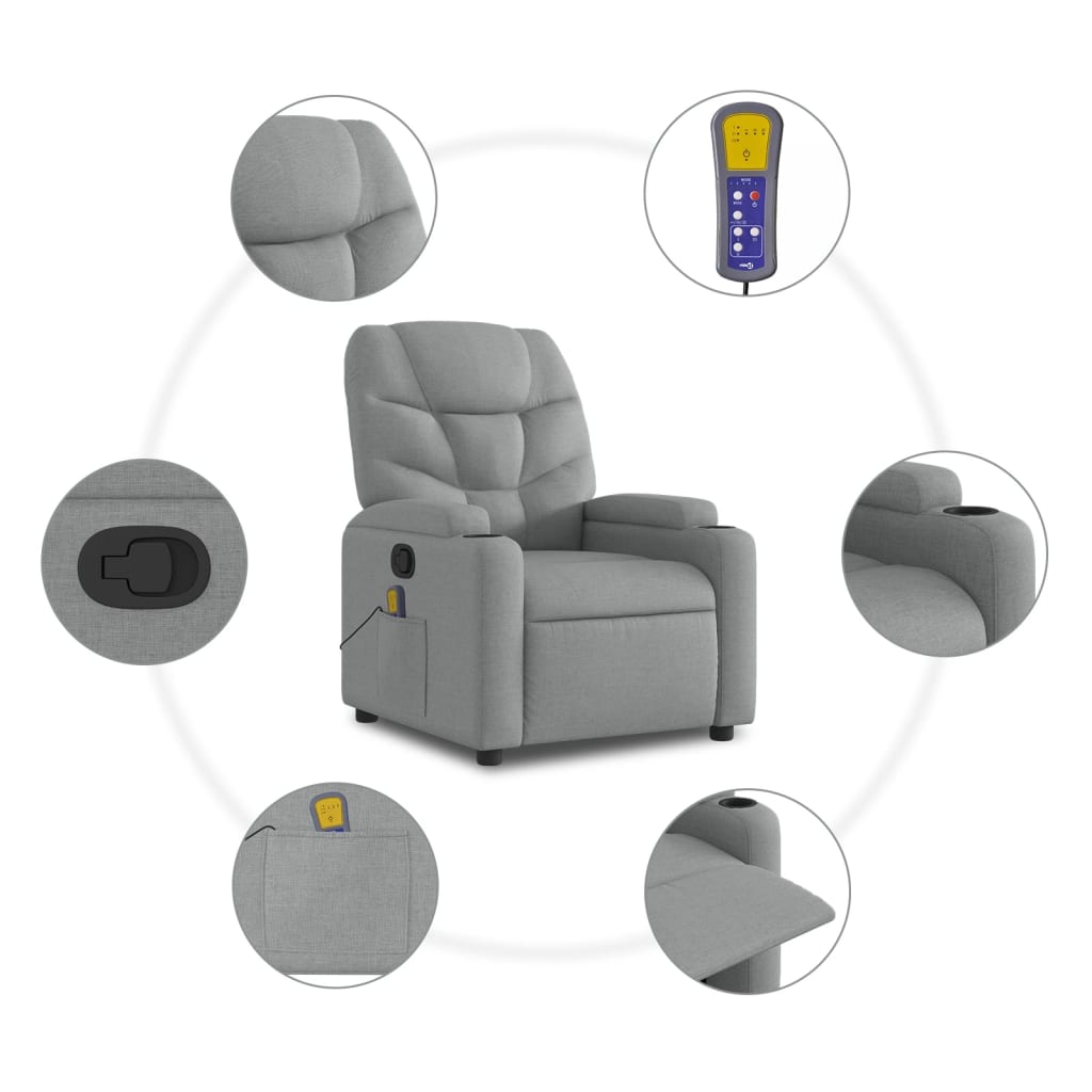 Massage Relax Chair Light Grey Fabric