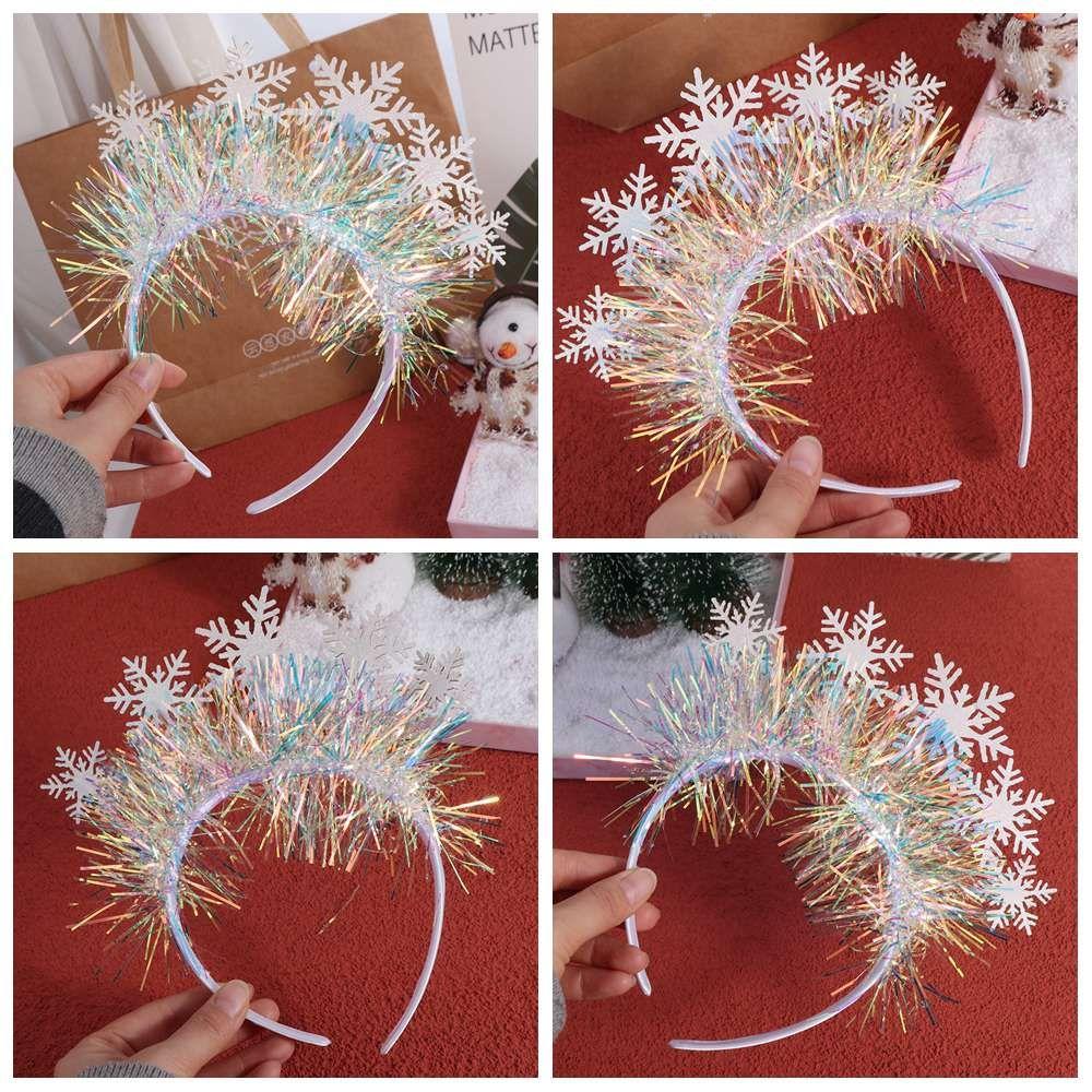 Sequin Christmas White Snowflake Headbands Wear-resistant Plastic New Year Hair Hoop Non-slip Exquisite Cosplay Headbands