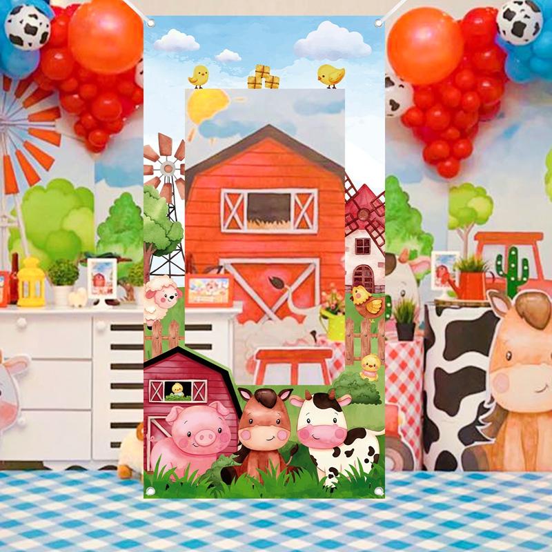 Farm Party Photo Booth Props Background Farm Photography Props Photo Booth for Birthday Baby Shower Party Supplies Backdrop