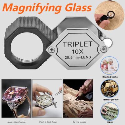 10X Taschenlupe Juwelierlupe Faltbare Triplett Optische Linse Kit Juwelier Augenglas Werkzeug Leselupe