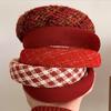 "2022 Retro Red Christmas Headband for Women: High-End Autumn/Winter Style"