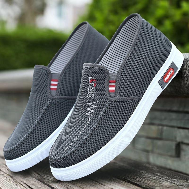 Men's Skate Shoes, Old Beijing Cloth Shoes with Anti-slip Wear-resistant Rubber Sole, Lightweight Breathable Canvas Shoes, Soft Comfort Work Shoes