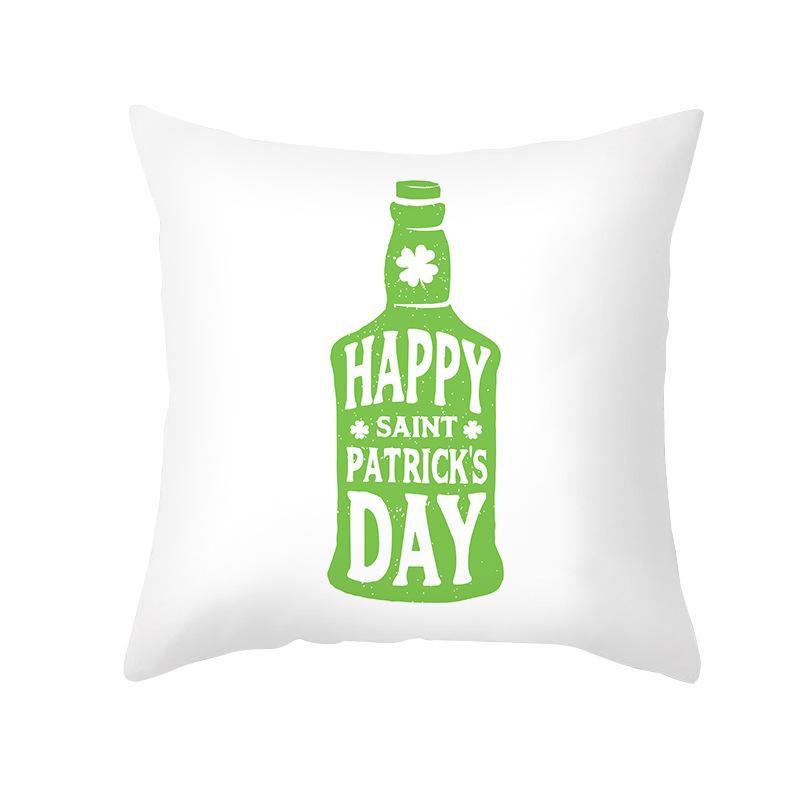 St. Patrick's Day Pillow Cover Nordic Green Four-leaf Clover Sofa Cushion Cover Peach Skin Pillow Cover