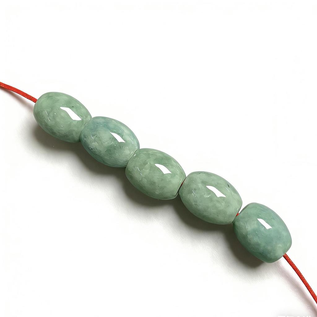A-Grade Natural Green Jade Oval Loose Beads DIY Bracelet Spacer Jewelry Accessories