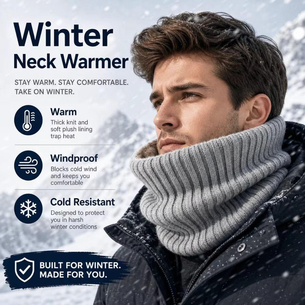 Thickened Knitted Scarf Striped Knitted Neck Warmer Flexible Neck Gaiter Hiking