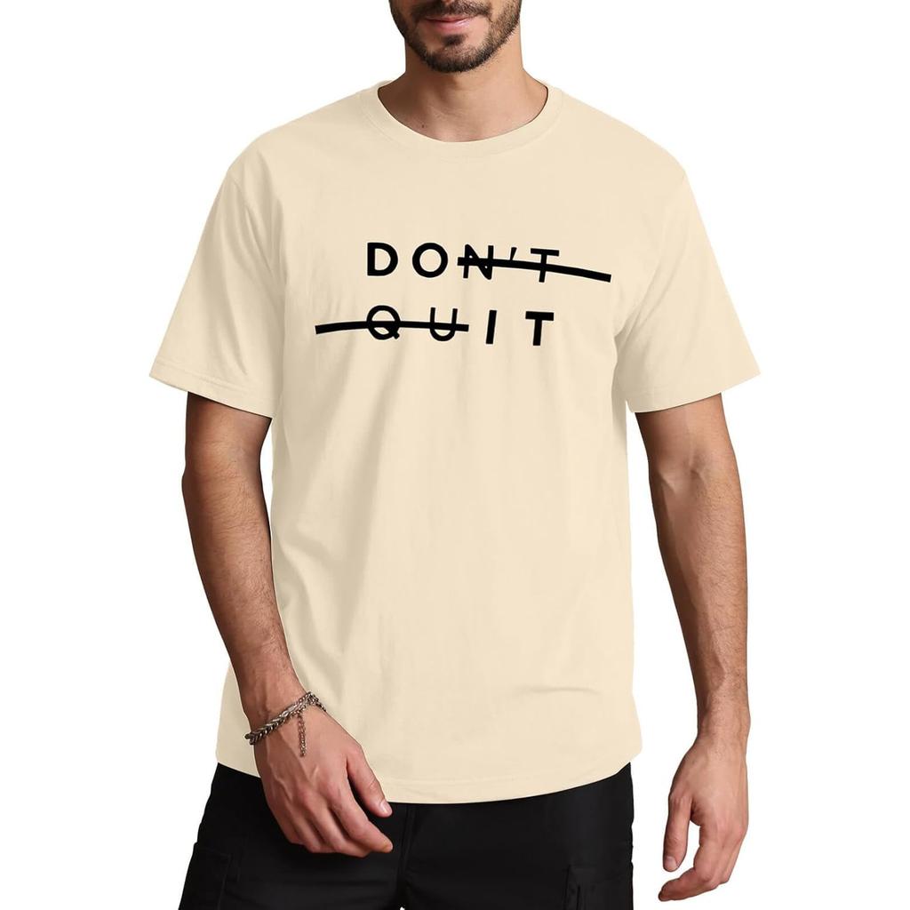 Men's "Don't Quit" Inspirational Slogan Print T-Shirt, Minimalist Typography Streetwear Short Sleeve Top