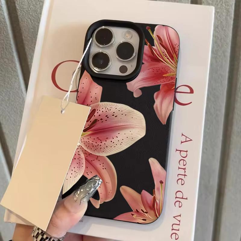 Cute Red Lily Pattern Phone Case For Samsung A05S A06 A07 A15 A16 A34 A35 A53 A54 S23 S25 Ultra Shockproof Soft Cover Funda