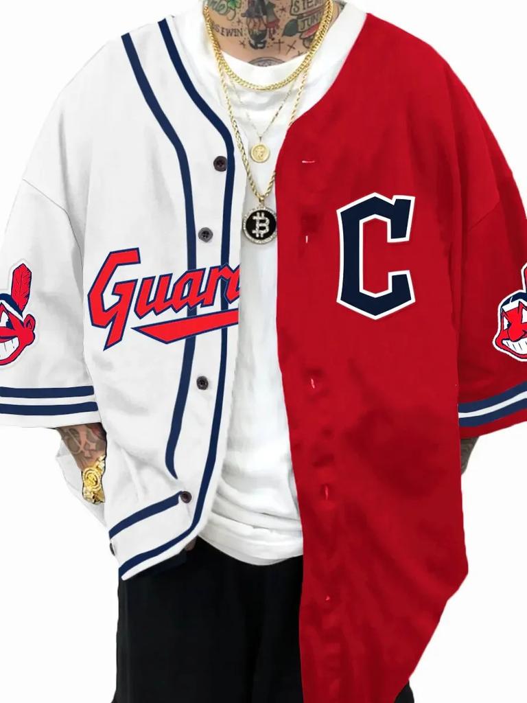 Hot-selling American Trendy Brand Baseball Jersey Short-sleeved Cardigan Letter Digital Printing Training Jersey Game Top
