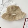 1PC Women Summer Pearl Straw Hat Crochet Foldable UV Protect Bucket Outdoor Fisherman Panama Fashion Beach Travel Sunscreen Cap