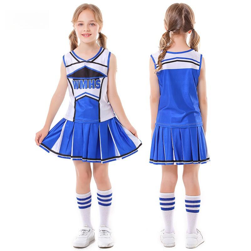 Kids Girls Cheerleaders Cheerleading Football Baby Top Skirt Sets Children Christmas New Year Halloween Cosplay Costumes Performance Role Play Outfit