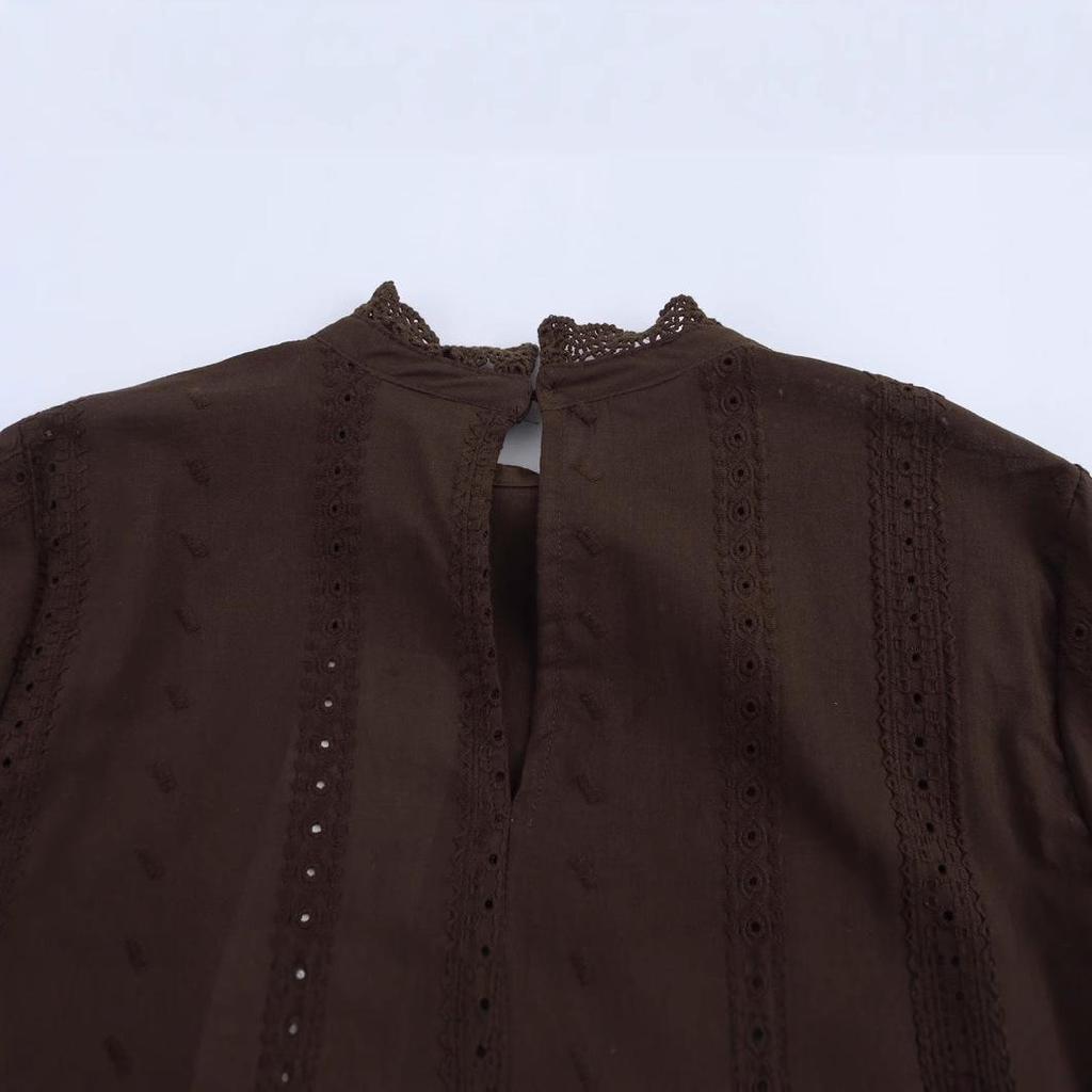 Spring 2025 Women's European & American Style Embroidered Hollow Shirt