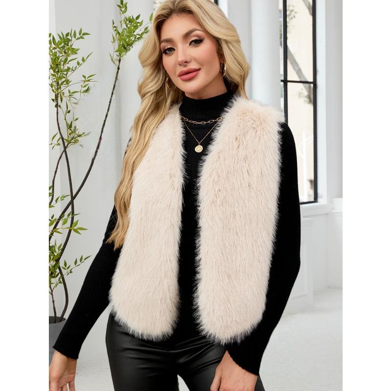 

Женская одежда горячая распродажа новый короткий жилет куртка жилет с воротником из искусственного меха XXXL абрикосовый