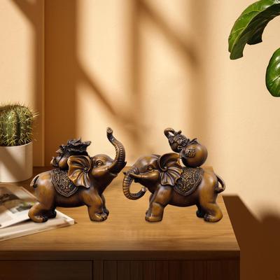 2Pcs Elefanten Statue, Figur Dekor, Schreibtisch Skulptur Tier für
