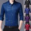 Men Dress Shirt Irregular Stripes Satin Surface Casual Single-breasted Turndown Collar Long Sleeve Shirt for Business
