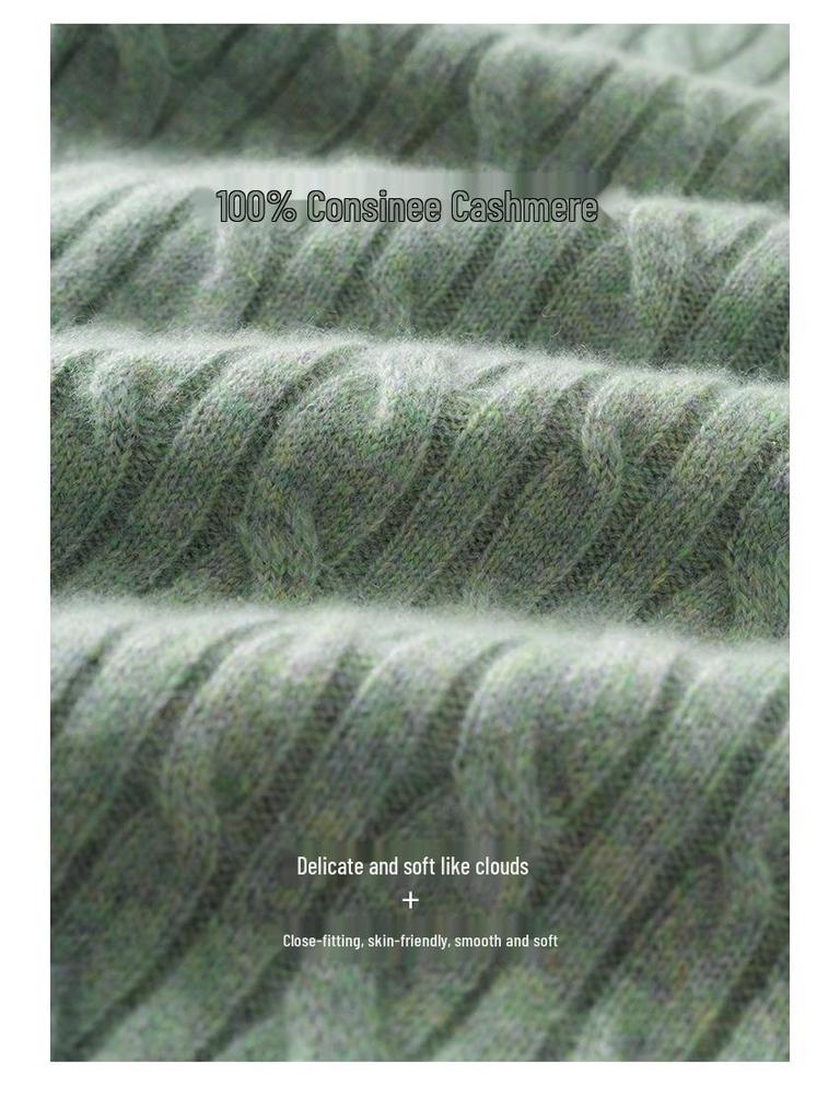 Conscien Aurora Cashmere Cable Knit Short Sleeve Round Neck Sweater