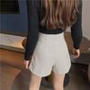 Women's Fall Spring Outer Wear High Waisted Slimming PU Leather Shorts Fashion Versatile Zipper A-Line Wide Leg Pants Mini Shorts