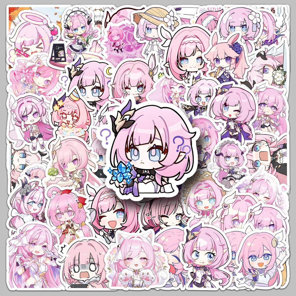 Elysia Honkai Impact 3rd Character Stickers: 50 Waterproof Cartoon Decals for Laptop, Water Bottle, Suitcase