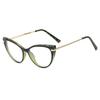 Hot-selling women's large frame cat eye transparent glasses frame retro European and American two-color tr anti-blue flat mirror