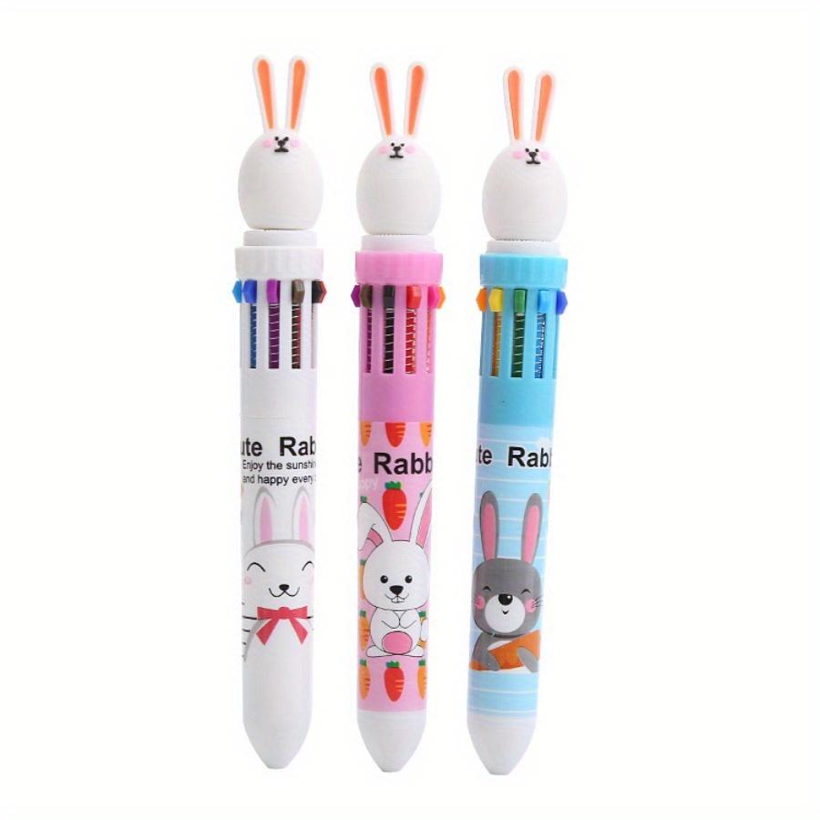 Easter School Season 10pcs 0.5mm Color Ballpoint Pen Creative Ten-color Ballpoint Pen Cute Stationery Rabbit Multi-color Pen Hand Account Pen