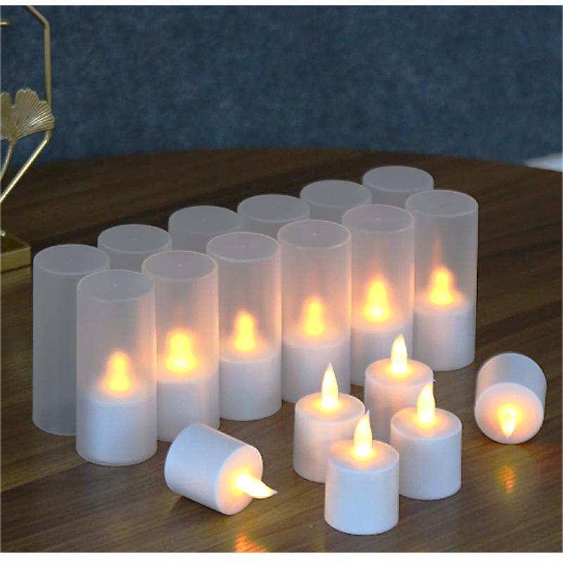 Moving Wick Warm White Yellow Flickering  Flameless Rechargeable Led Tealight Candles for Hotel Wedding Decoration