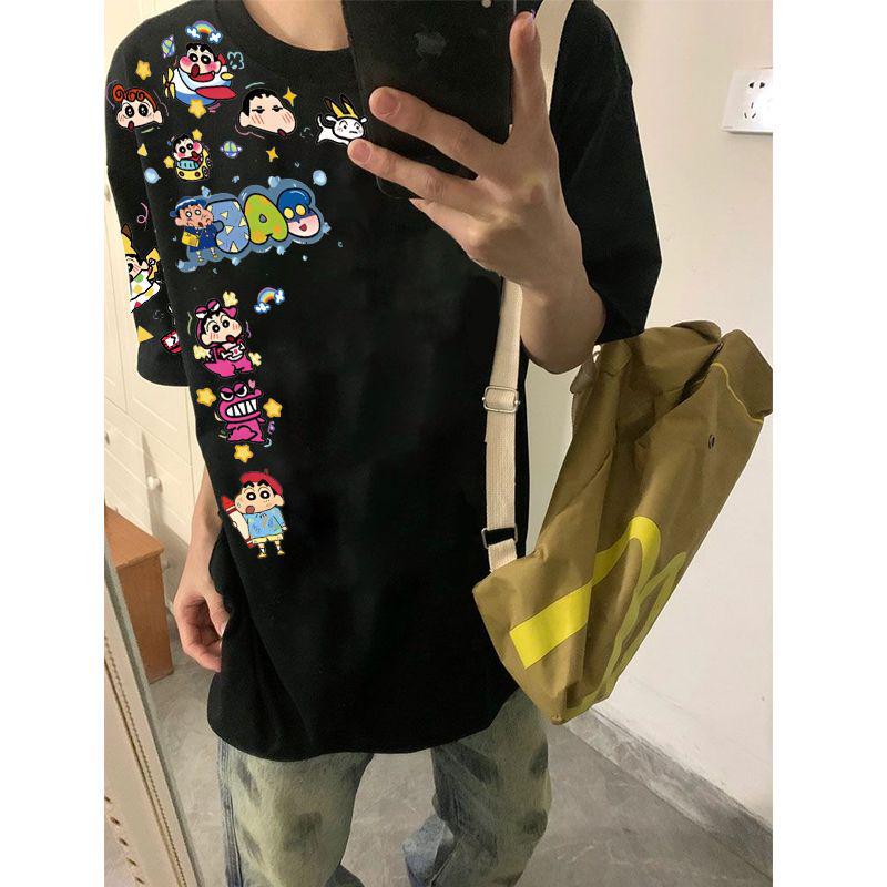 290g Unisex Summer Cartoon Shin-chan Short Sleeve T-shirt - Trendy High-end Couple Top