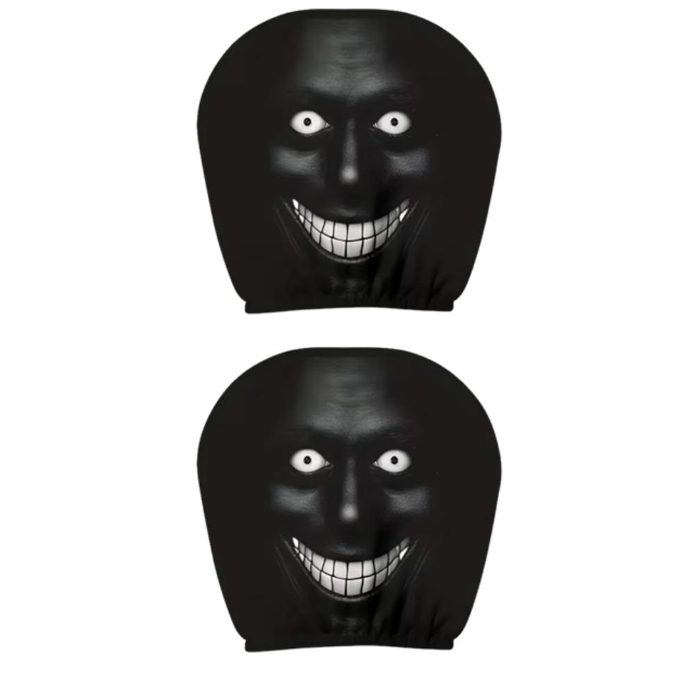 2Pcs Exaggerated Car Headrest Covers Funny Face Expressions Car Seat Headcover Journey Must-Have