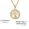 Tree of Life Clear Zircon Round Pendant Necklace Women Stainless Steel Gold Color Neck Chains Luxury Jewelry Wedding Gift