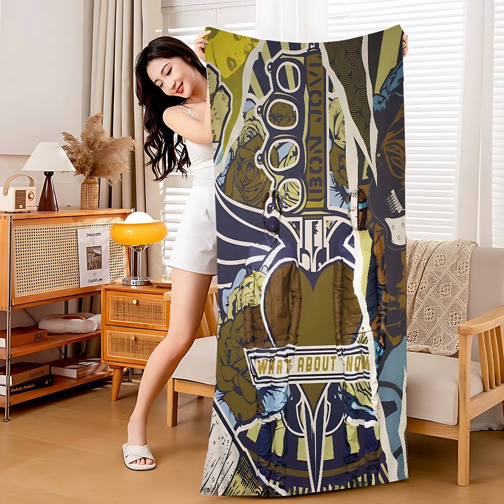 Hot Rock Band B-Bon Jovies Microfiber Blanket Quick Drying Beach Towels Oversized Printing Super Absorbent Pool Towel Blanket