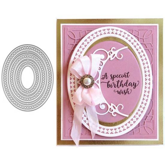 Oval Çerçeve Kesme Kalıpları Kendin Yap Scrapbooking Kabartma Kağıt Kartlar Fotoğraf El Sanatları Kalıbı