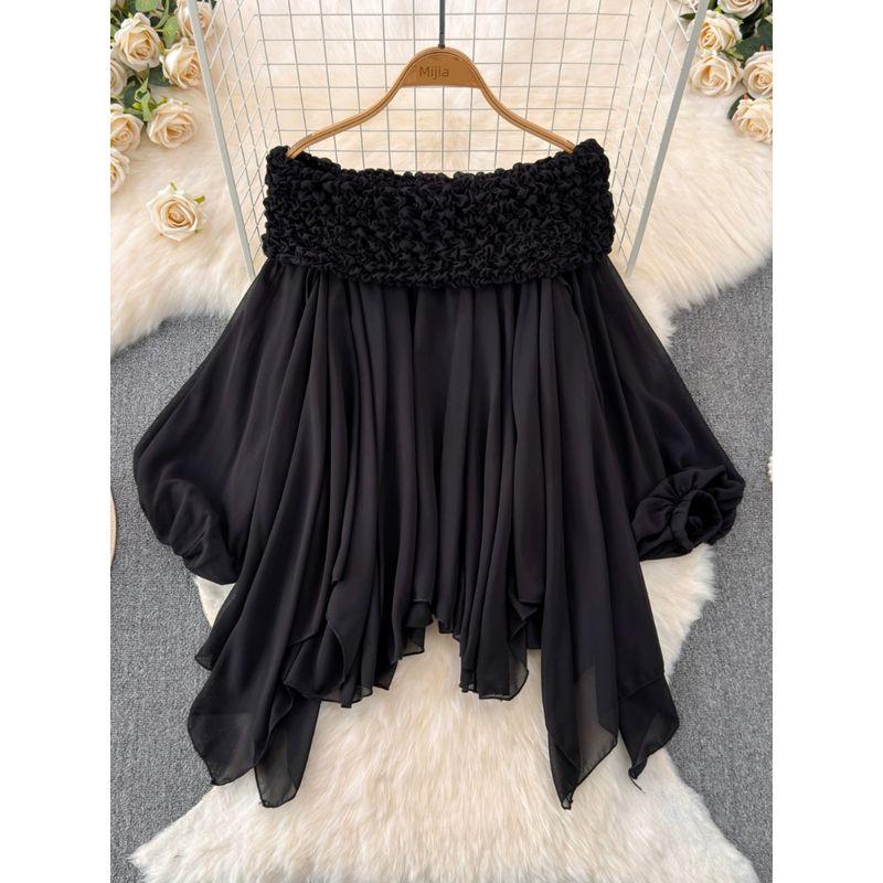 off-Shoulder Fairy Heavy Industry Ruched off-Shoulder Collar Pure Desire Tops