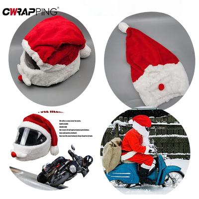 Housse de casque de moto Style Père Noël Noël Chapeau de cyclisme sûr pour la course Décoration de camping-car Cadeau de Noël pour décoration de voiture