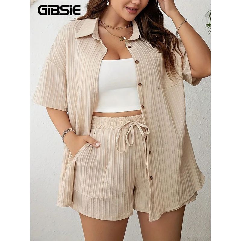 

Single Brewed Shirt Shorts Two-Piece Set Blouse Shorts Two-piece Set APRICOT XL
