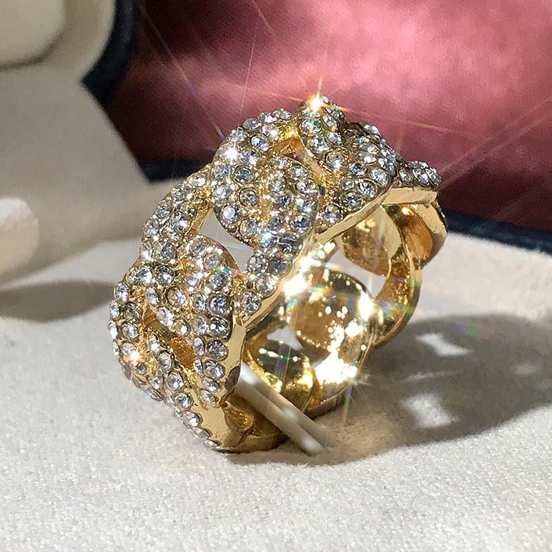 Men's Full-Circle Diamond Hip Hop Wrap Chain Ring