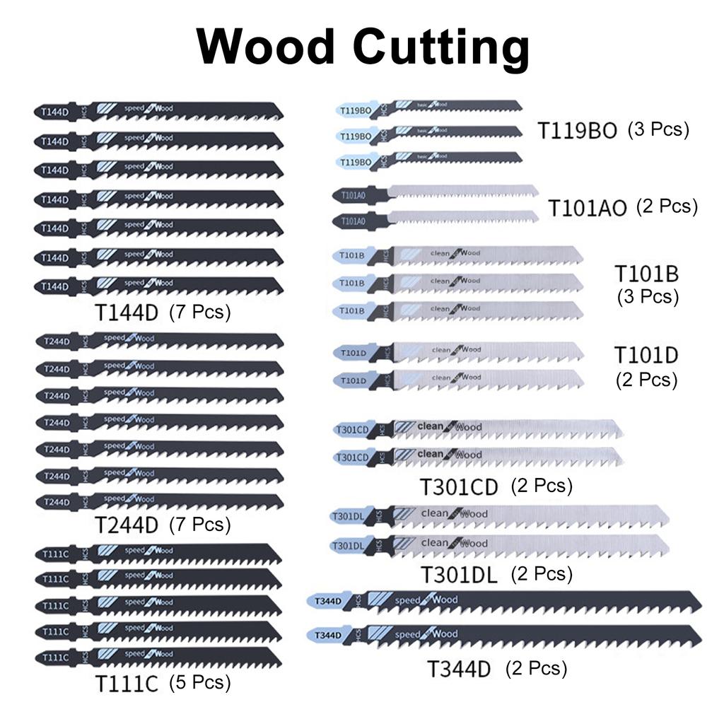 48 Pcs Jig Saw Blade Set Multi Size Saw Blades with EVA Cloth Bag for Wood Metal Aluminum Cutting